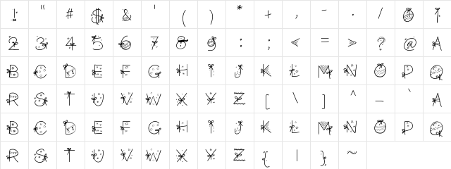 PWChristmasfont Medium  glyph index