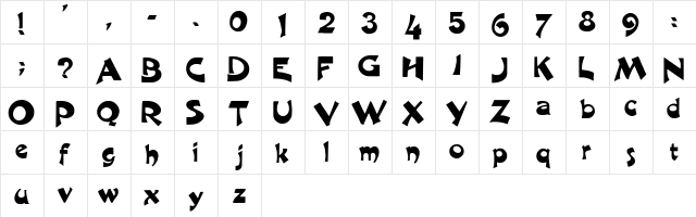 Donnibruke Regular  glyph index