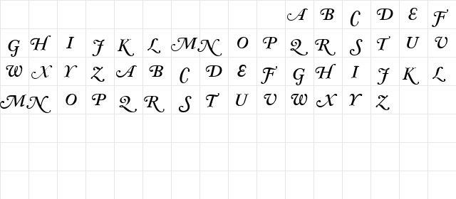 CaslonSwashCapsSSK Bold Italic  glyph index