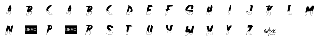 Friday13 bloody Demo Regular  glyph index