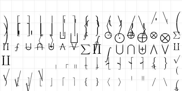 cmex9 Regular  glyph index