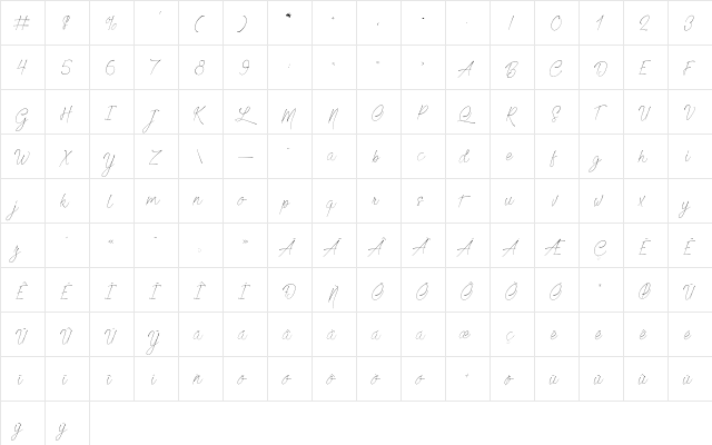 Beautiful Creatures Regular  glyph index