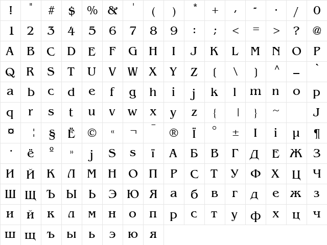 ft63 Regular  glyph index