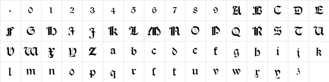 Salterio Trash Regular  glyph index