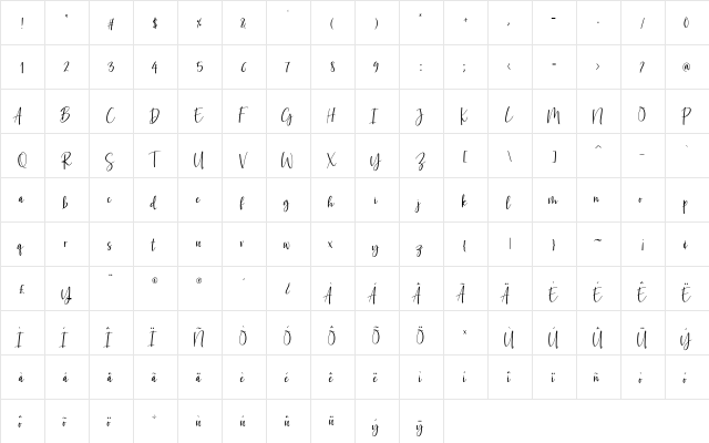 wongsolo Regular  glyph index
