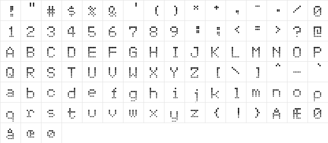 Atomic Clock Radio Regular  glyph index