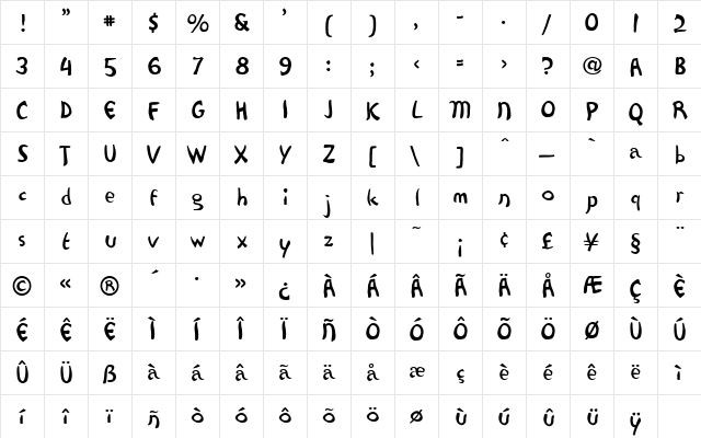 TLLePetitTrottin Medium  glyph index