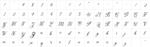 Monitha Regular  glyph index