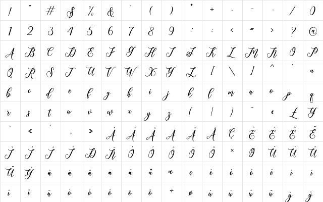 heart love Regular  glyph index