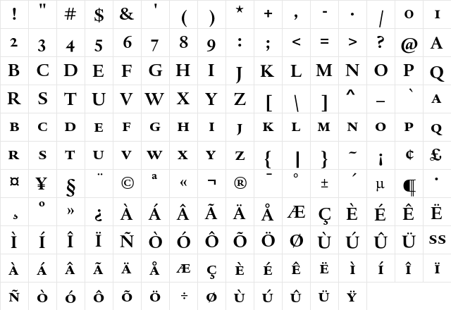 DTL Haarlemmer D Caps Bold  glyph index