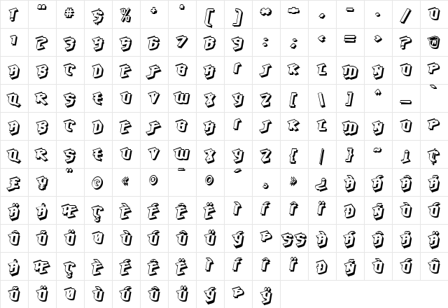Hawkeye Regular  glyph index