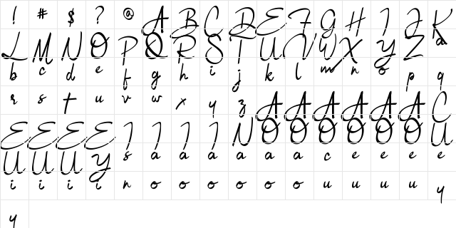 Bulgatti Regular  glyph index