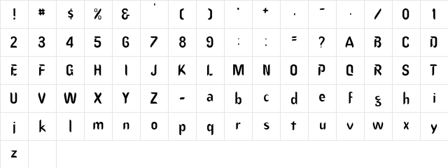 DanceSSK Regular  glyph index