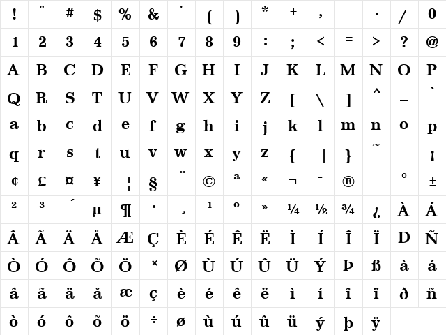 Mariam Becker Med Regular  glyph index