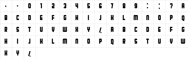 Broadway Flat Regular  glyph index