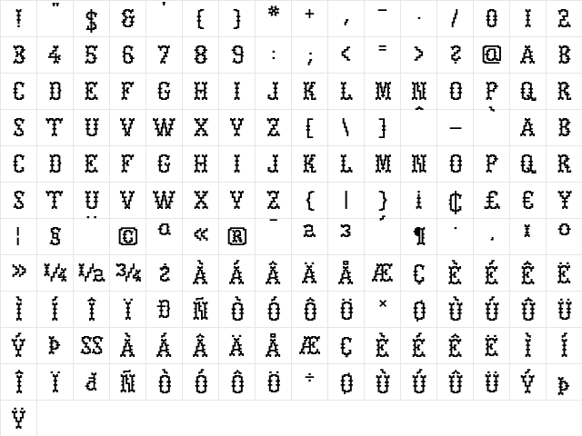 GretelStrong Regular  glyph index