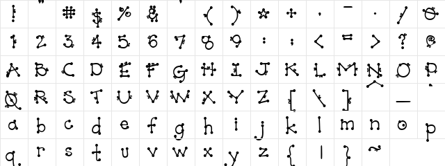 Dj Bowtie Regular  glyph index