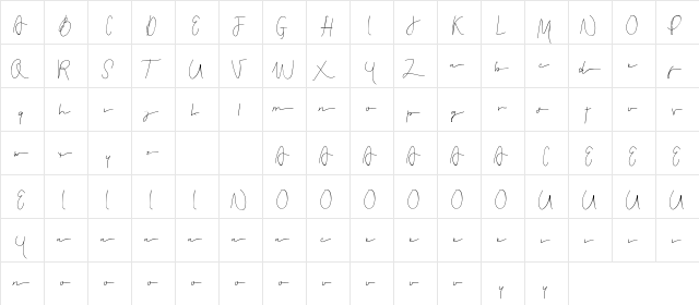 Dewebeauty Demo Regular  glyph index