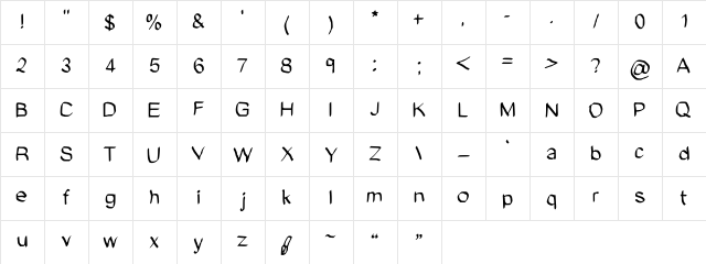 GHR Calligraphy Brush Medium  glyph index