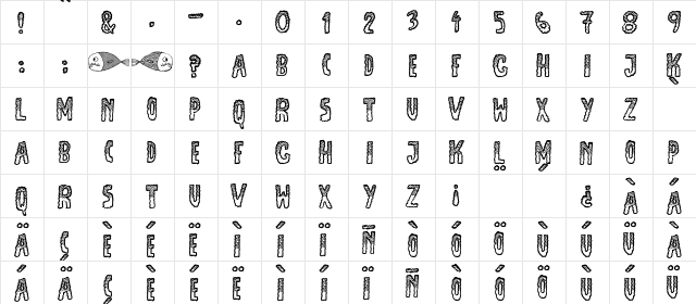 JMH Escamas White Top Regular  glyph index