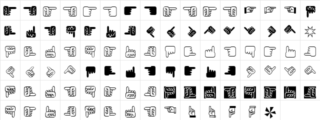 XSimpleHands Regular  glyph index