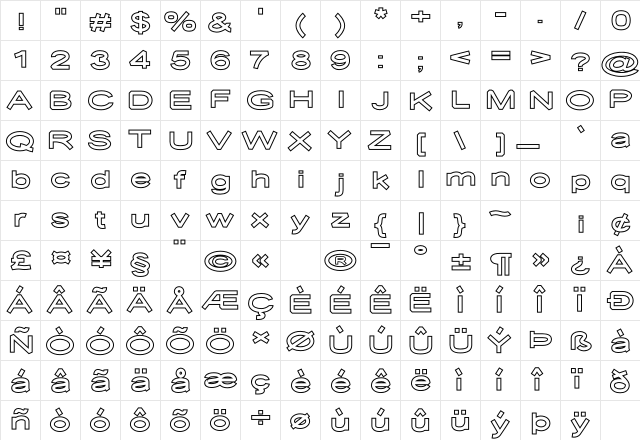 Desolator Outline  glyph index
