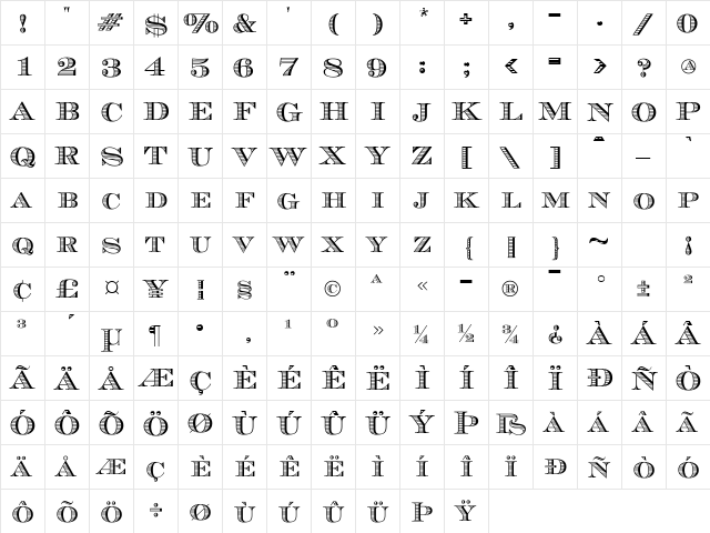 GE Money Maker Caps Regular  glyph index