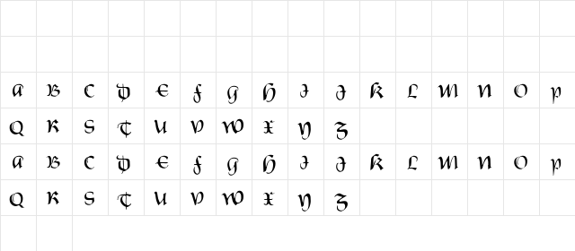 Castiglione Regular  glyph index