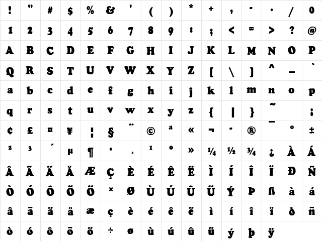 CooperAntDCon Regular  glyph index
