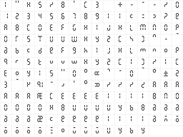 Crudely Calculated Regular  glyph index