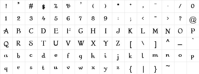 GARCON Normal  glyph index