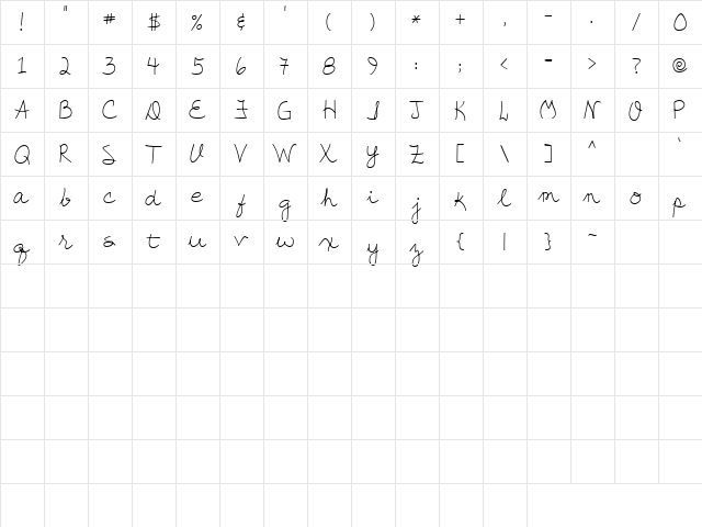 LD Fine Script 2 Regular  glyph index