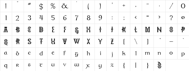 Celtic Knots Regular  glyph index