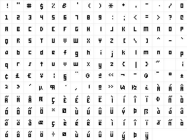 monooge 05_55 Regular  glyph index