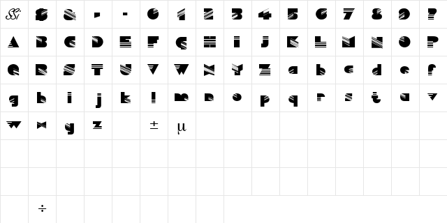 MuseDisplaySSK Regular  glyph index