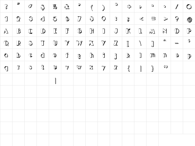 Samspade 2 Regular  glyph index