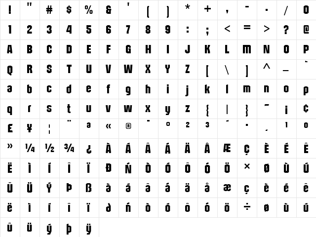 Structia Rg Regular  glyph index