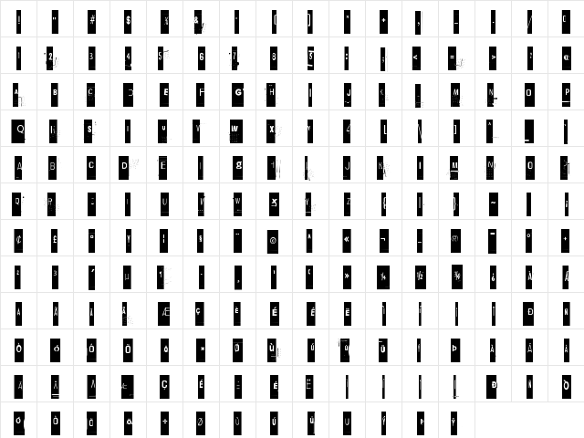 Lievidence TNY Regular  glyph index