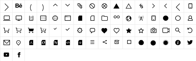Aquawax Pro Pictograms Regular  glyph index