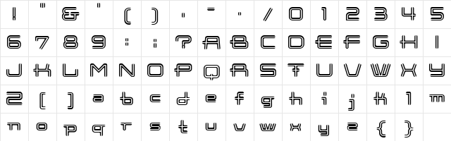 Cootnew Stripe  glyph index