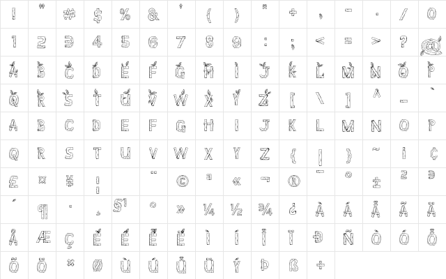 Stardew Valley Regular  glyph index