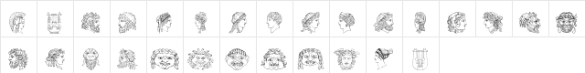 Ancient Heads Regular  glyph index