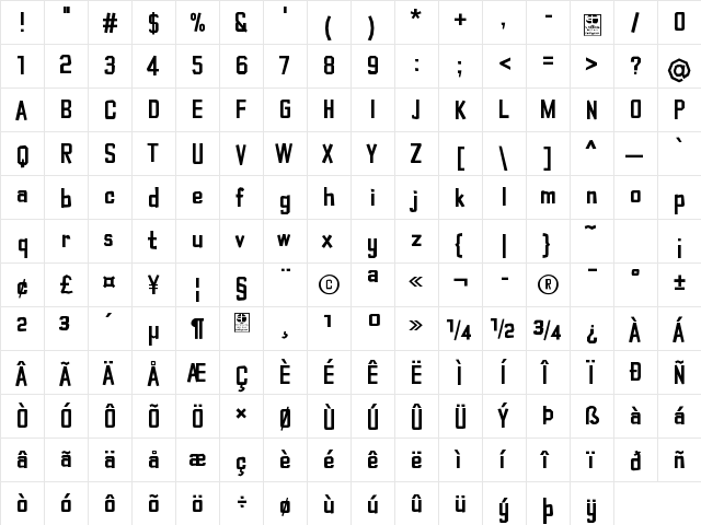 Typo Cut-Out Demo Regular  glyph index