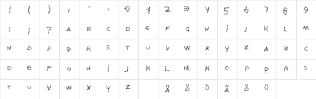 Tunasalad Regular  glyph index