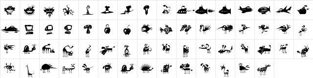 PF Wonderbats Regular  glyph index