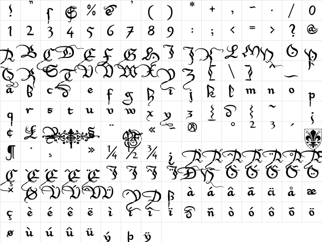 Xirwena Regular  glyph index