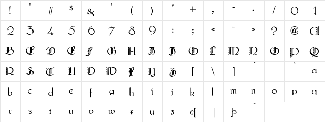 LautenbachFancyCaps Regular  glyph index
