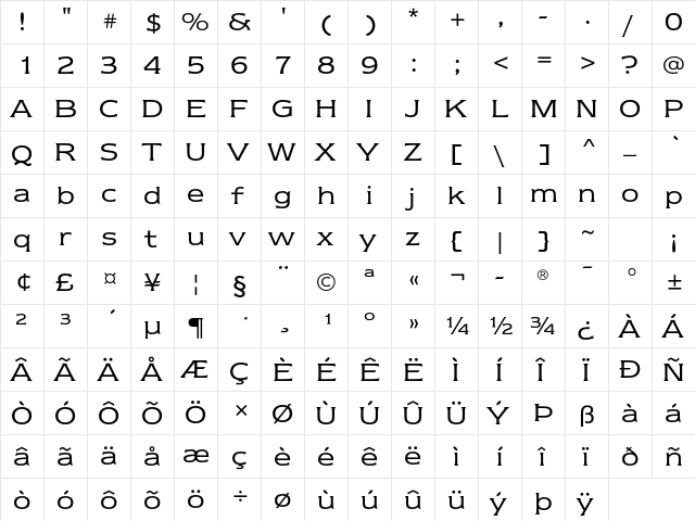 Newtext ITC Std Book  glyph index