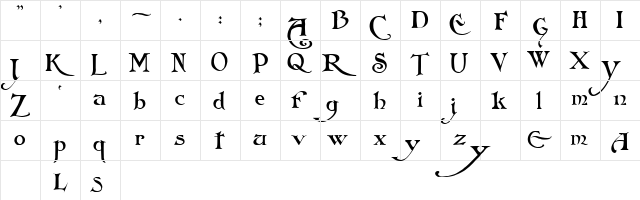 Folkard!" Regular  glyph index