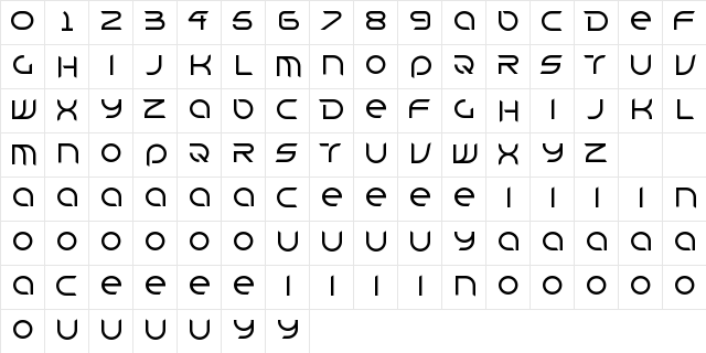 Deras Demo Medium Regular  glyph index